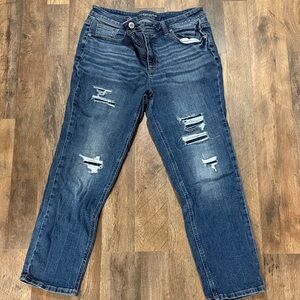 Maurices Dark Blue Distressed Boyfriend Jeans